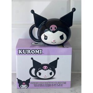 Kuromi Sculpted Ceramic Mug 10 Oz Featuring Adorable Design With Black & Pink